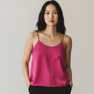 H&M Hot Pink Satin Cami Tank Top Size 10 Spaghetti Strap